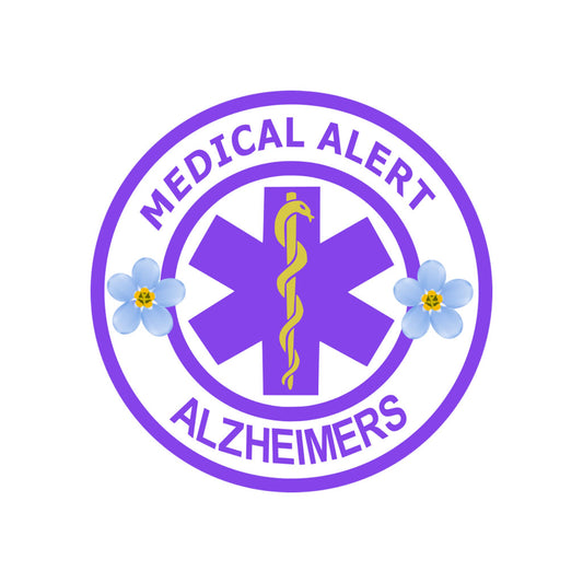Medical Alert Alzheimer Iron on Transfer patch for fabrics dementia awareness forget me not