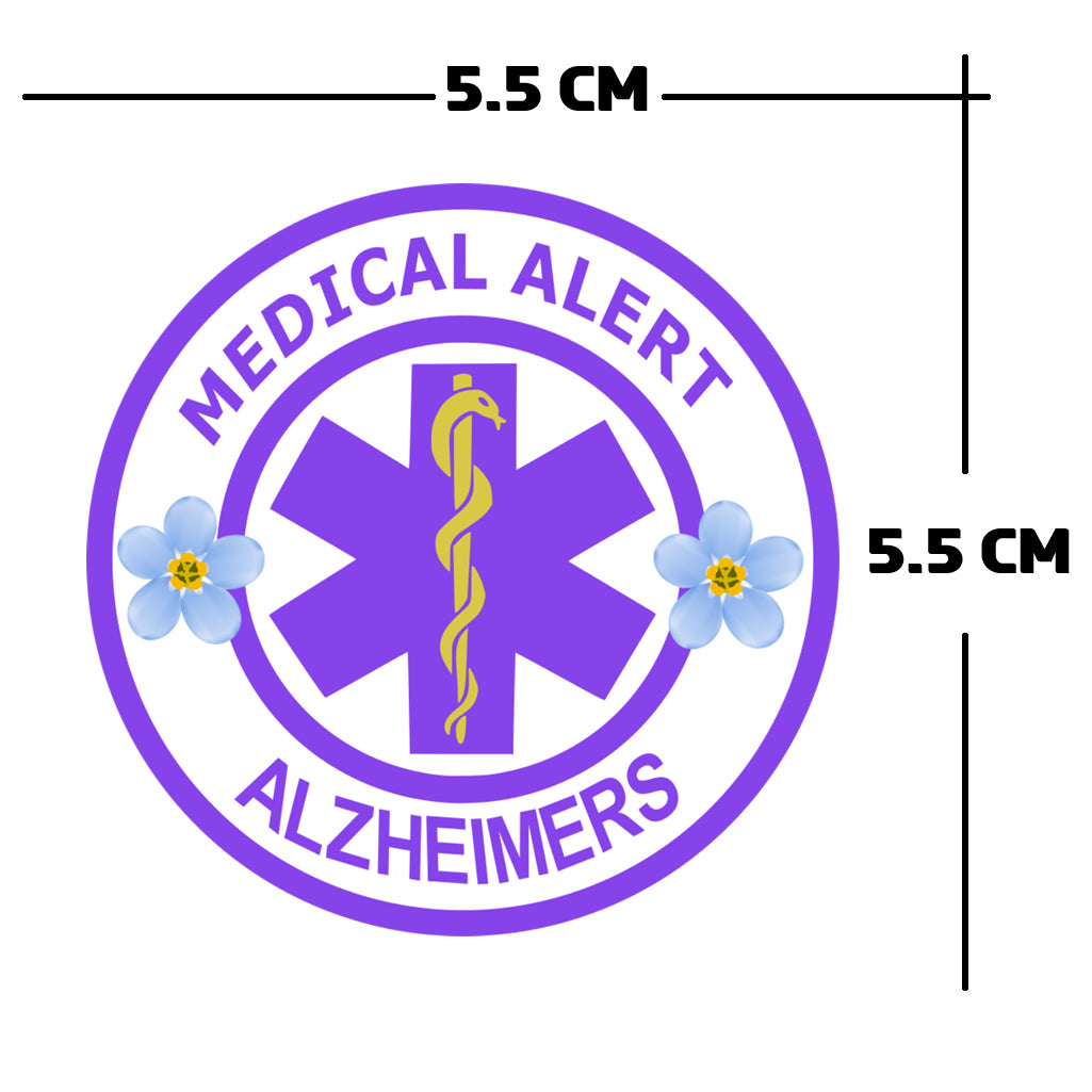 Medical Alert Alzheimer Iron on Transfer patch for fabrics dementia awareness forget me not
