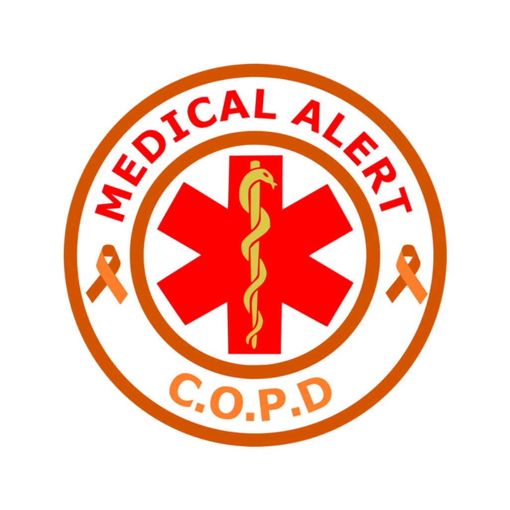 Medical Alert COPD Iron on Transfer patch for fabrics orange ribbon