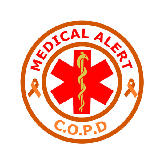 Medical Alert COPD Iron on Transfer patch for fabrics orange ribbon