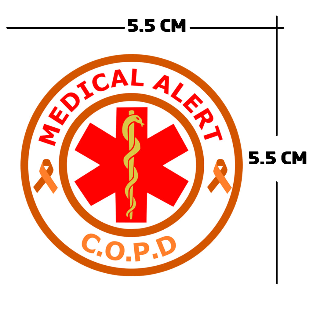 Medical Alert COPD Iron on Transfer patch for fabrics orange ribbon