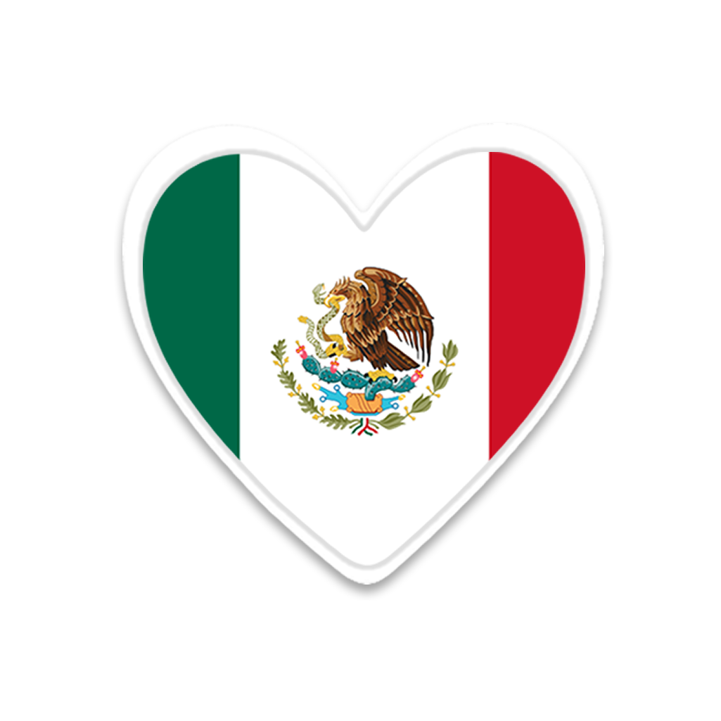 4 PACK Mexico Flag heart waterproof Matte vinyl sticker paper Mexican team