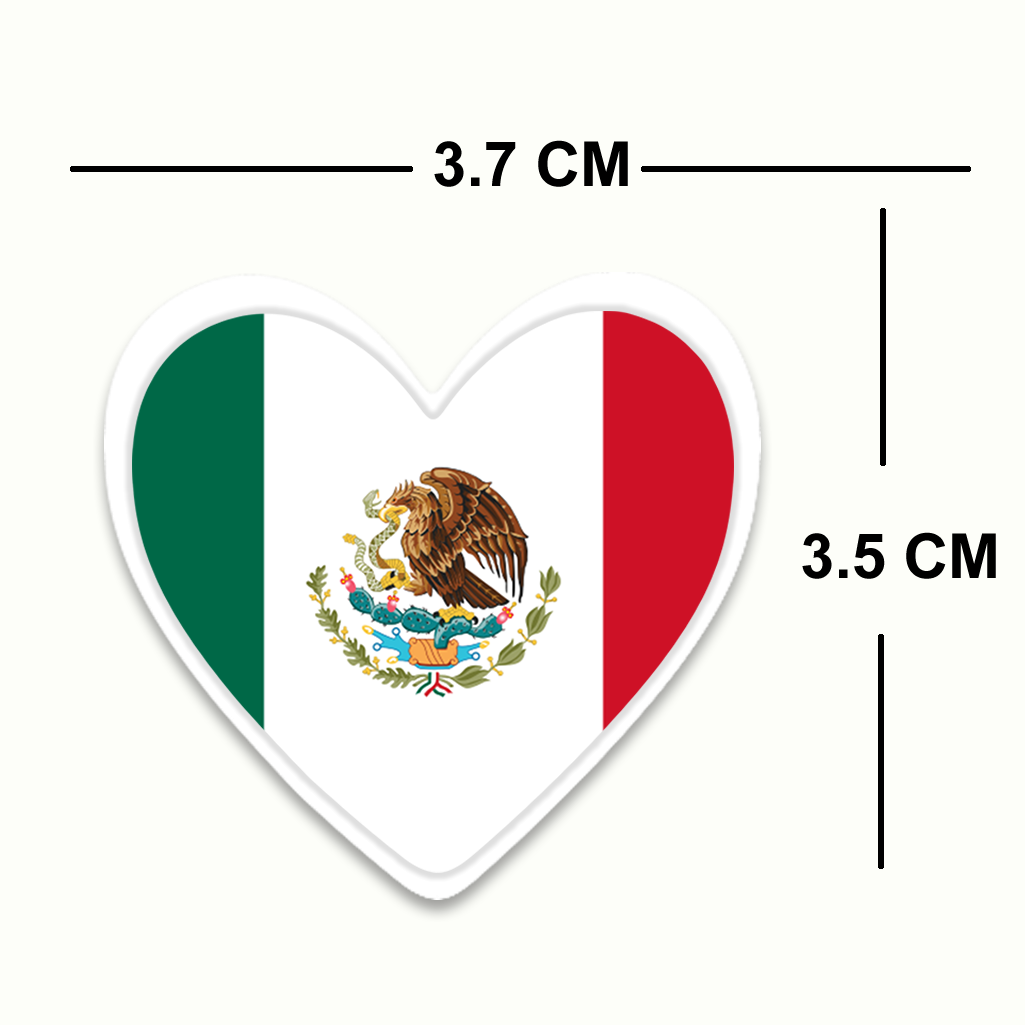 4 PACK Mexico Flag heart waterproof Matte vinyl sticker paper Mexican team