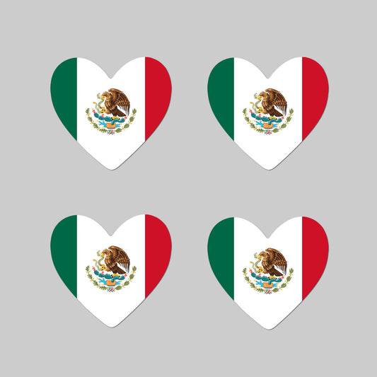 Set of 4 x Mexico Flag Heart  Iron on Transfer for fabric Mexican Team Support