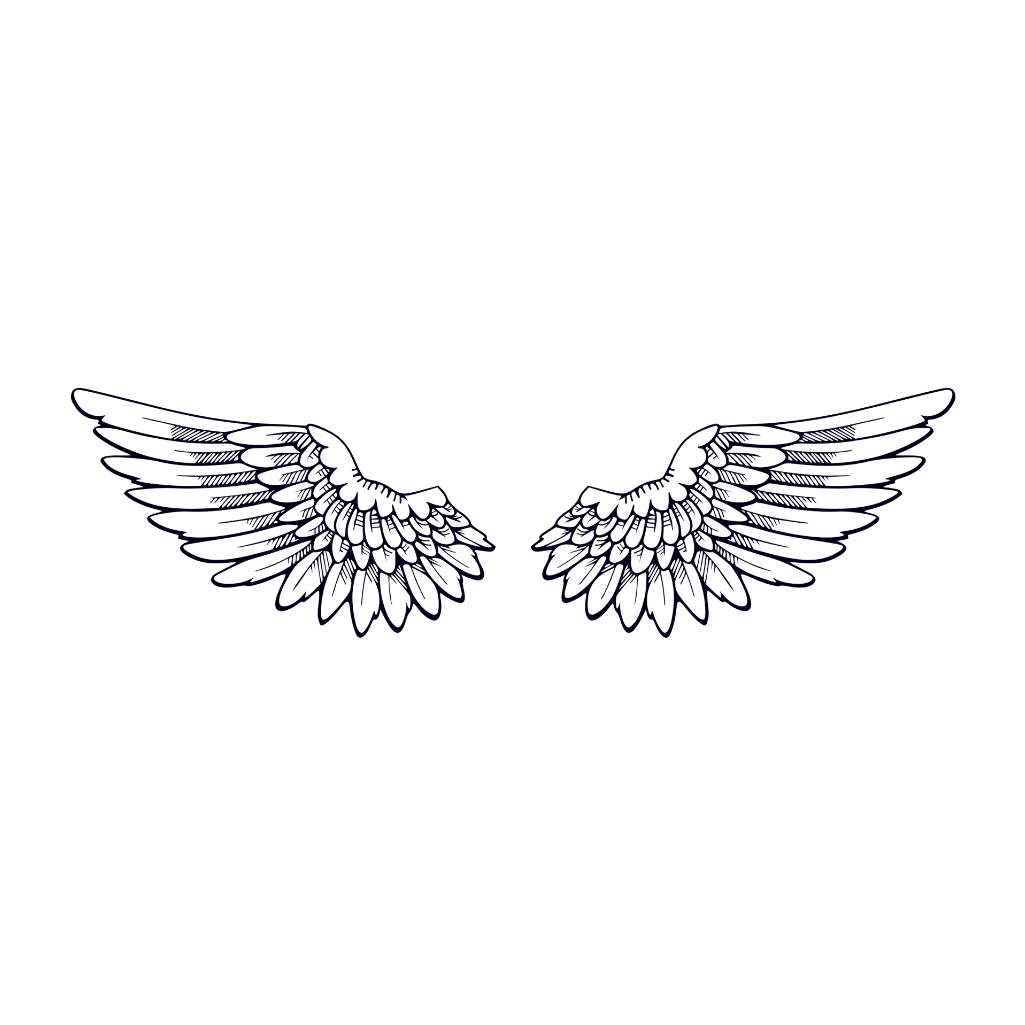 Set of 2 x mini Wings Temporary Tattoos | angle wing | Waterproof