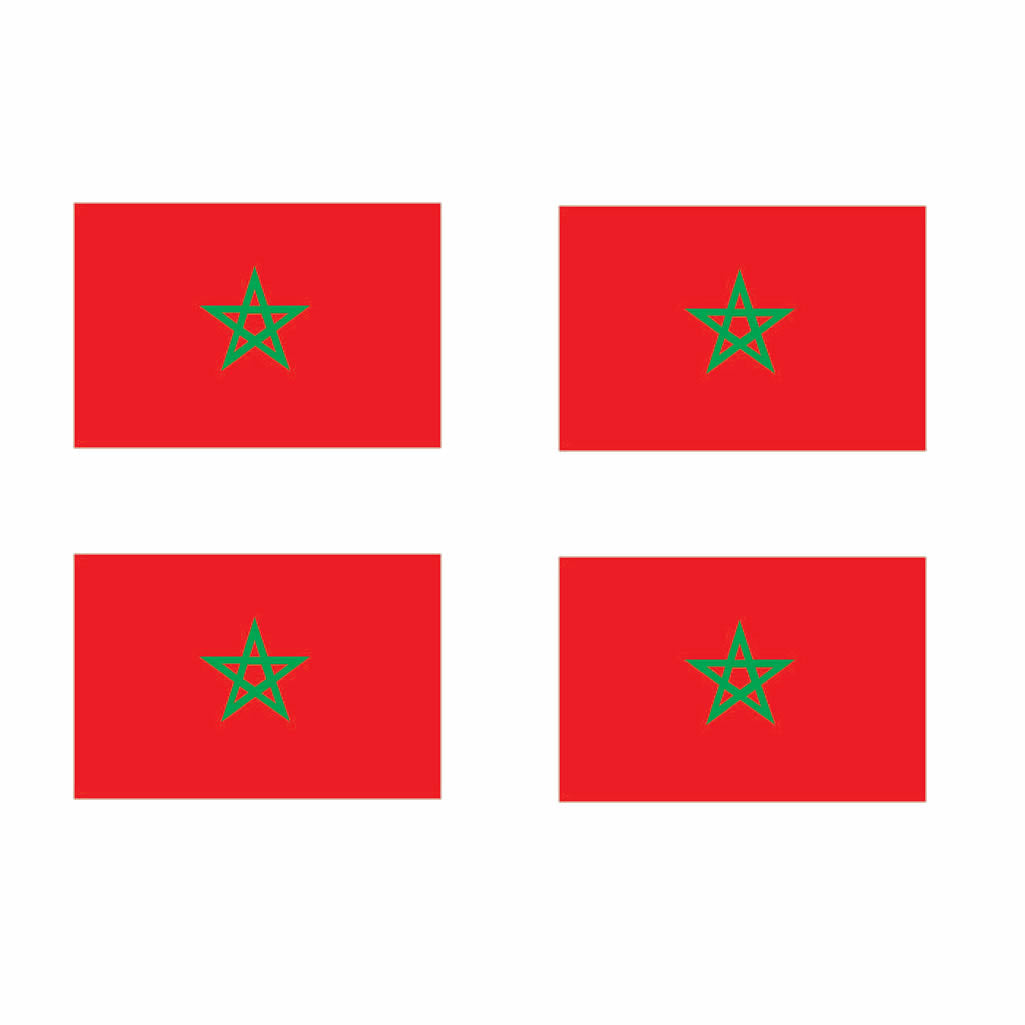 4 x MOROCCO Flag Iron on Screen Print Transfers for fabrics MOROCCAN