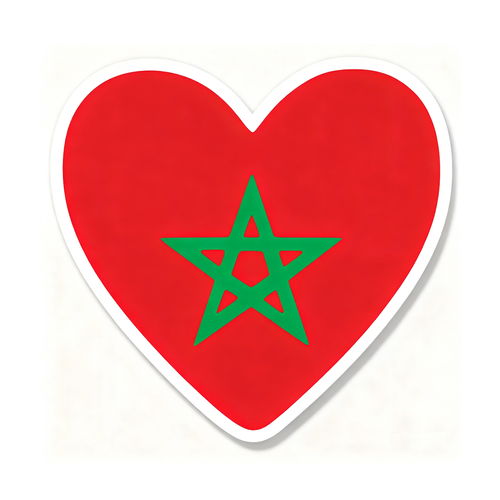 4 PACK Morocco Flag heart waterproof Matte vinyl sticker paper Moroccan team