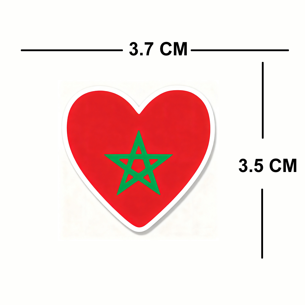 4 PACK Morocco Flag heart waterproof Matte vinyl sticker paper Moroccan team
