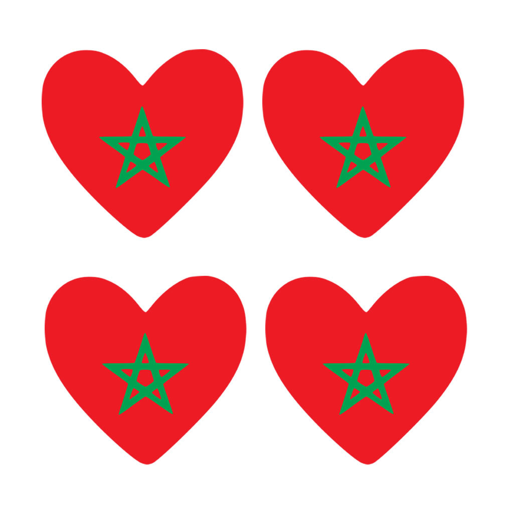 4 X Morocco flag Heart Iron on transfer