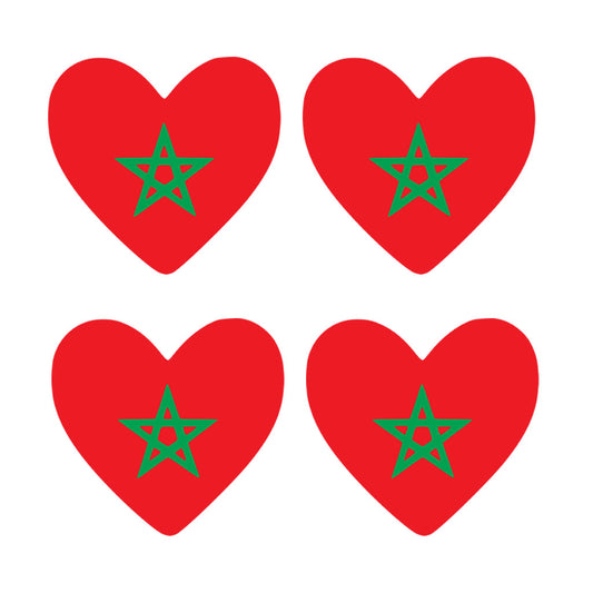 4 X Morocco flag Heart Iron on transfer