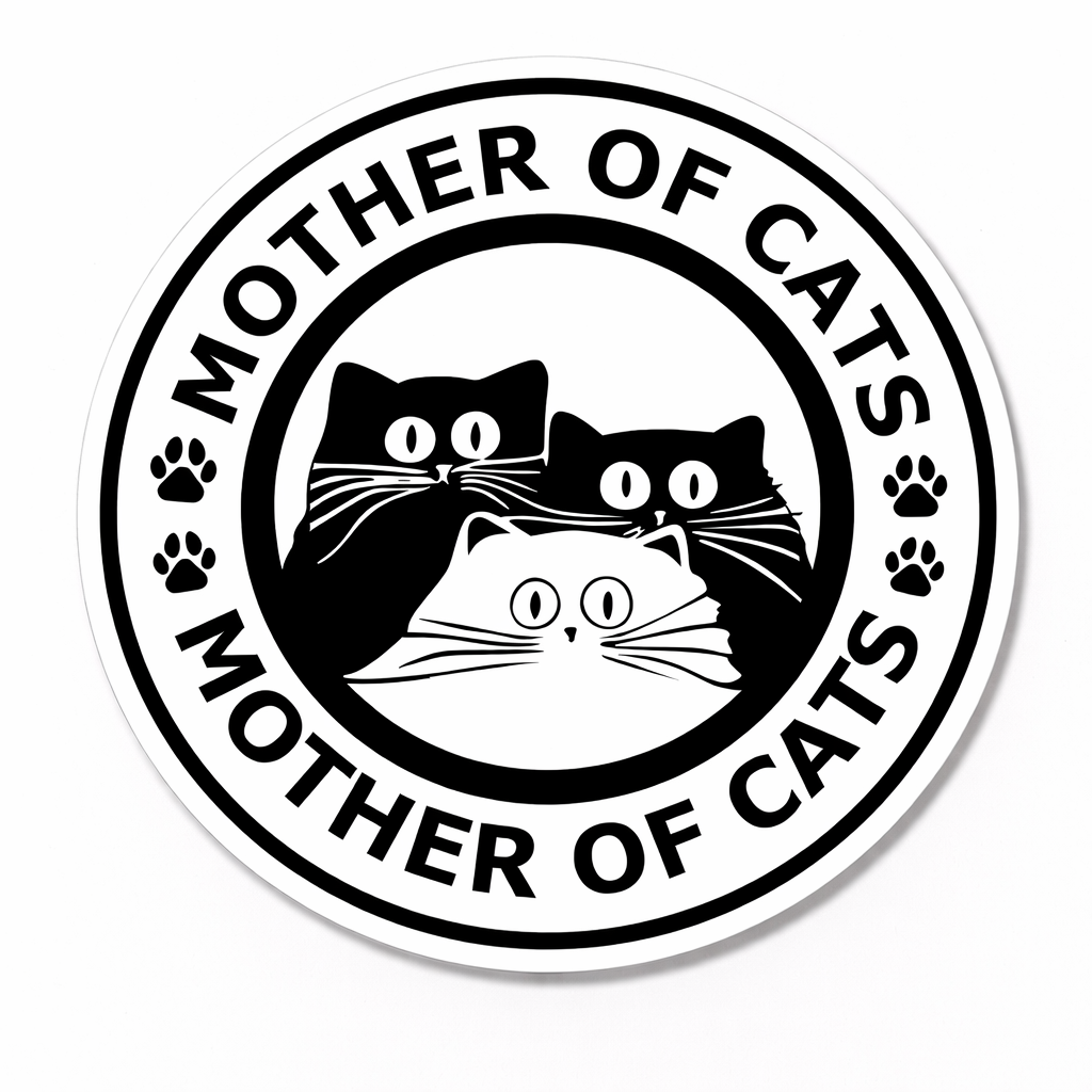 4 PACK Mother of Cats waterproof Matte vinyl sticker feline / cat lover paws