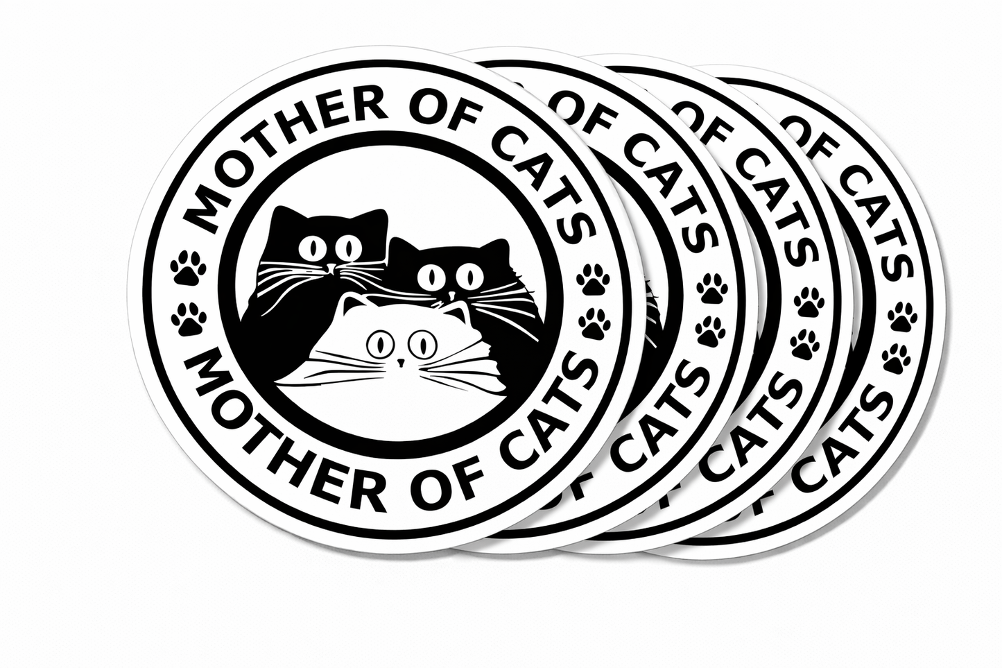 4 PACK Mother of Cats waterproof Matte vinyl sticker feline / cat lover paws