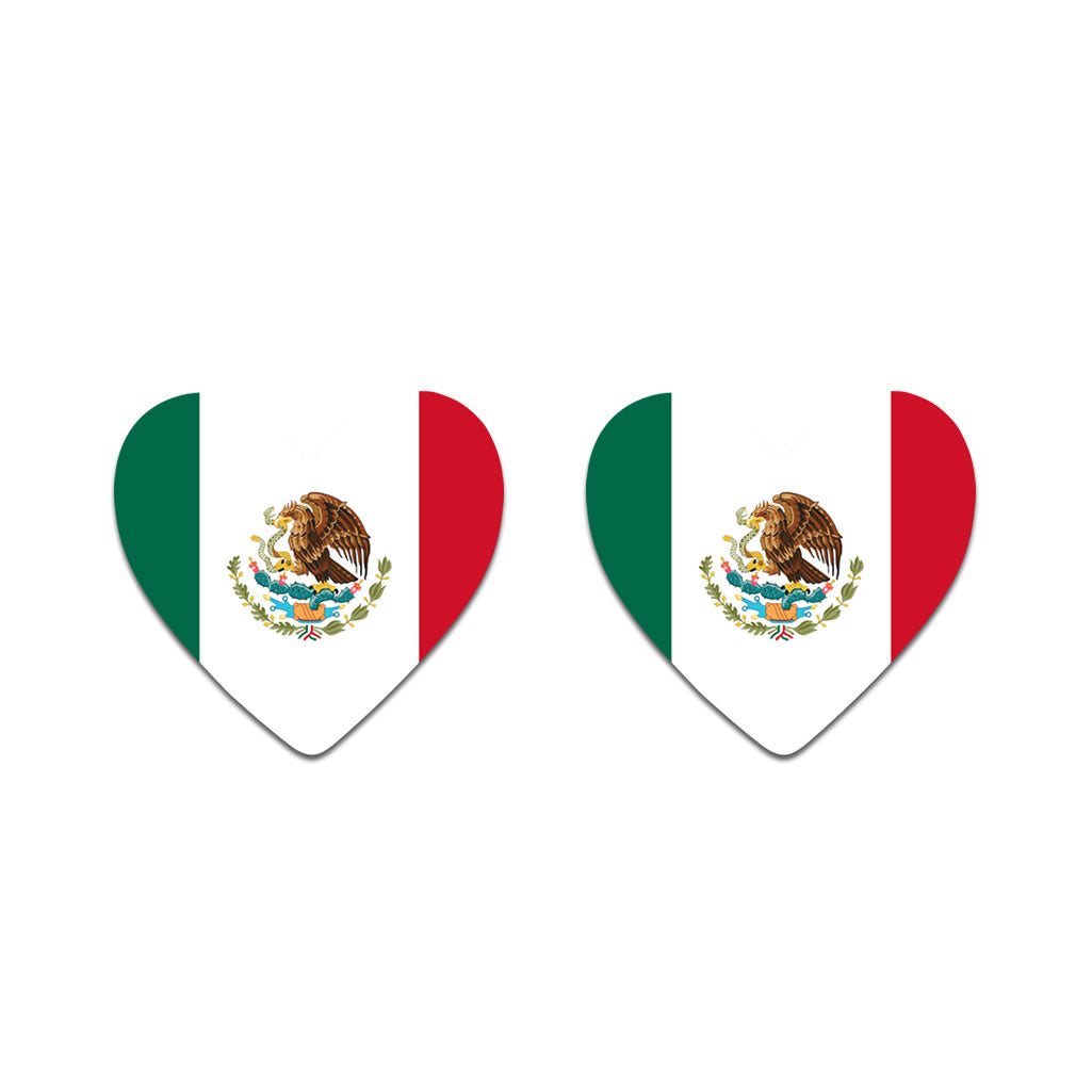 2 x  Mexico Heart Flag Temporary Tattoo Mexican Team  Flag