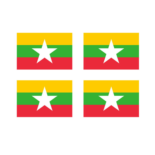 Set of 4 x Myanmar Flag Iron on Transfer