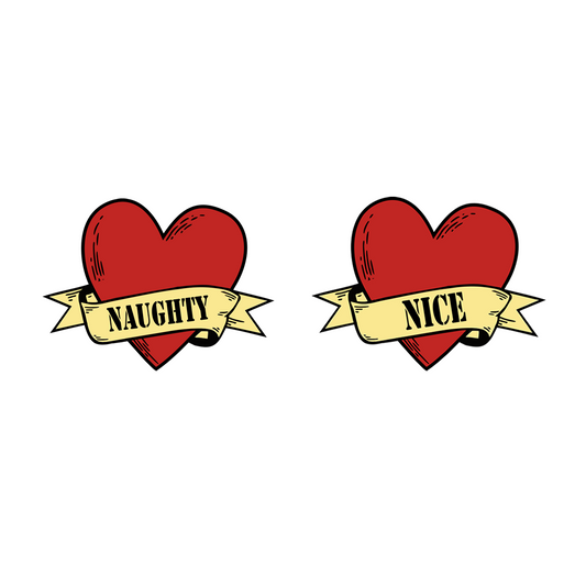 Naughty Nice Heart TEMPORARY TATTOO Christmas santa gift