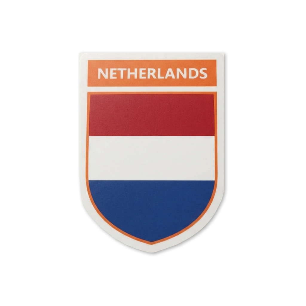 2 PACK Netherlands Flag crest waterproof Gloss vinyl sticker Dutch Team