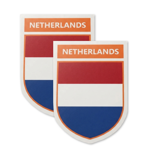 2 PACK Netherlands Flag crest waterproof Gloss vinyl sticker Dutch Team