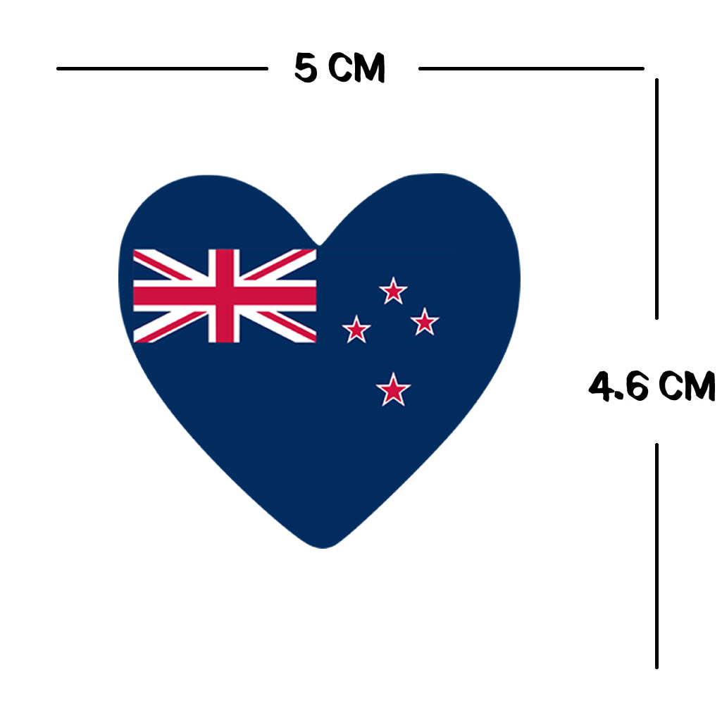 2 × New Zealand Flag Heart Temporary Tattoos – Kiwi Team Support Face & Body art