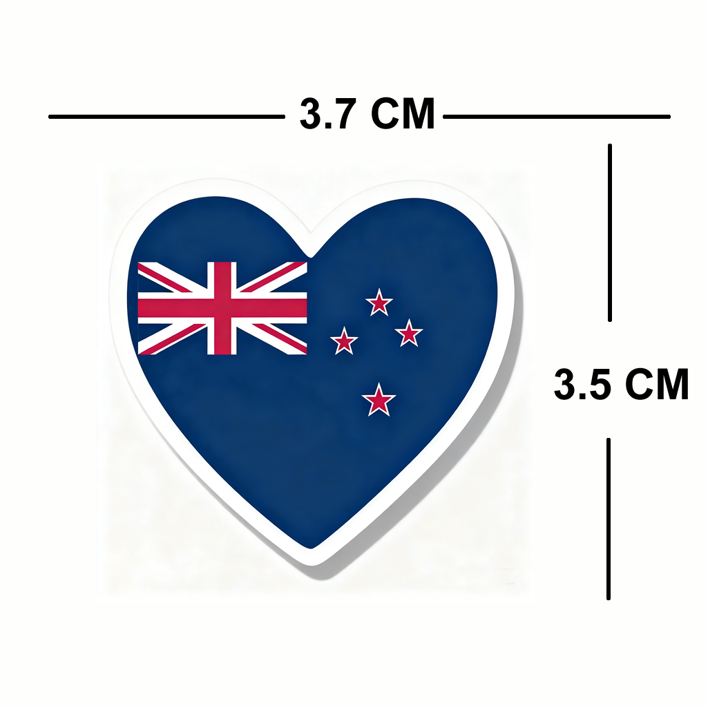 4 PACK New Zealand Flag heart waterproof Matte vinyl sticker paper kiwi team