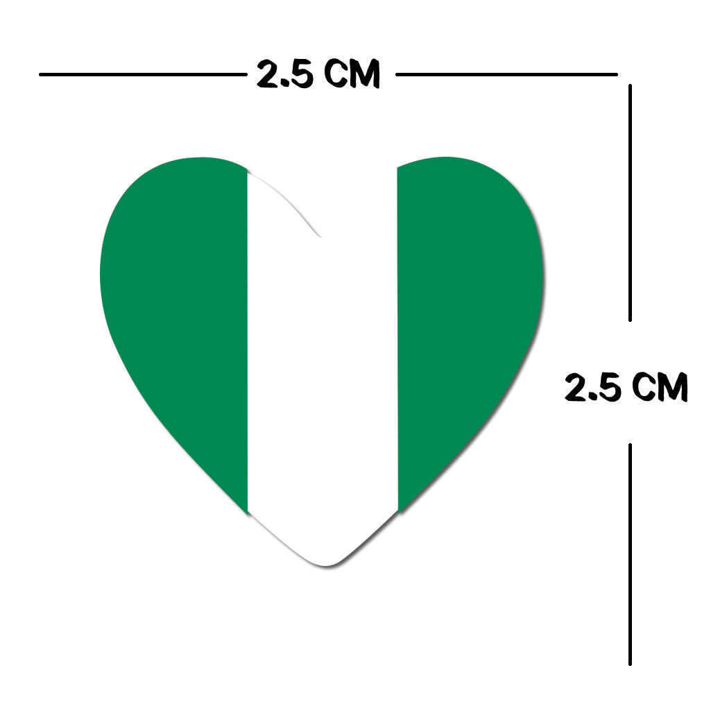 4 X NIGERIA flag Heart Iron on transfer