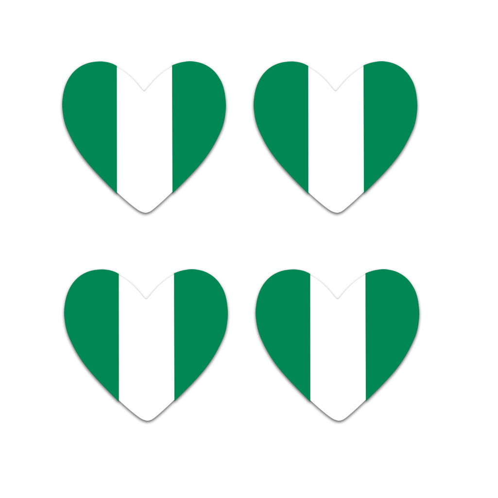 4 X NIGERIA flag Heart Iron on transfer