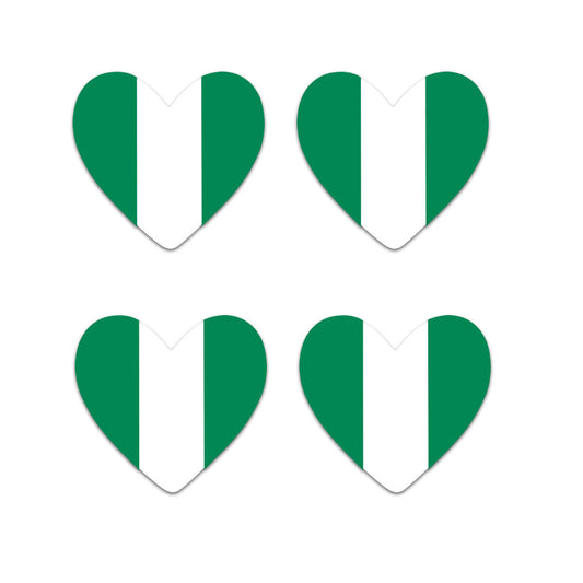 4 X NIGERIA flag Heart Iron on transfer