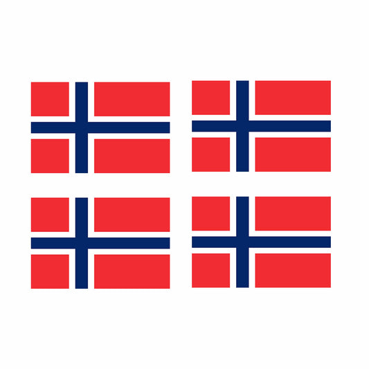 Set of 4 Norway Flag Iron on Screen Print Transfers for Fabrics Norwegian