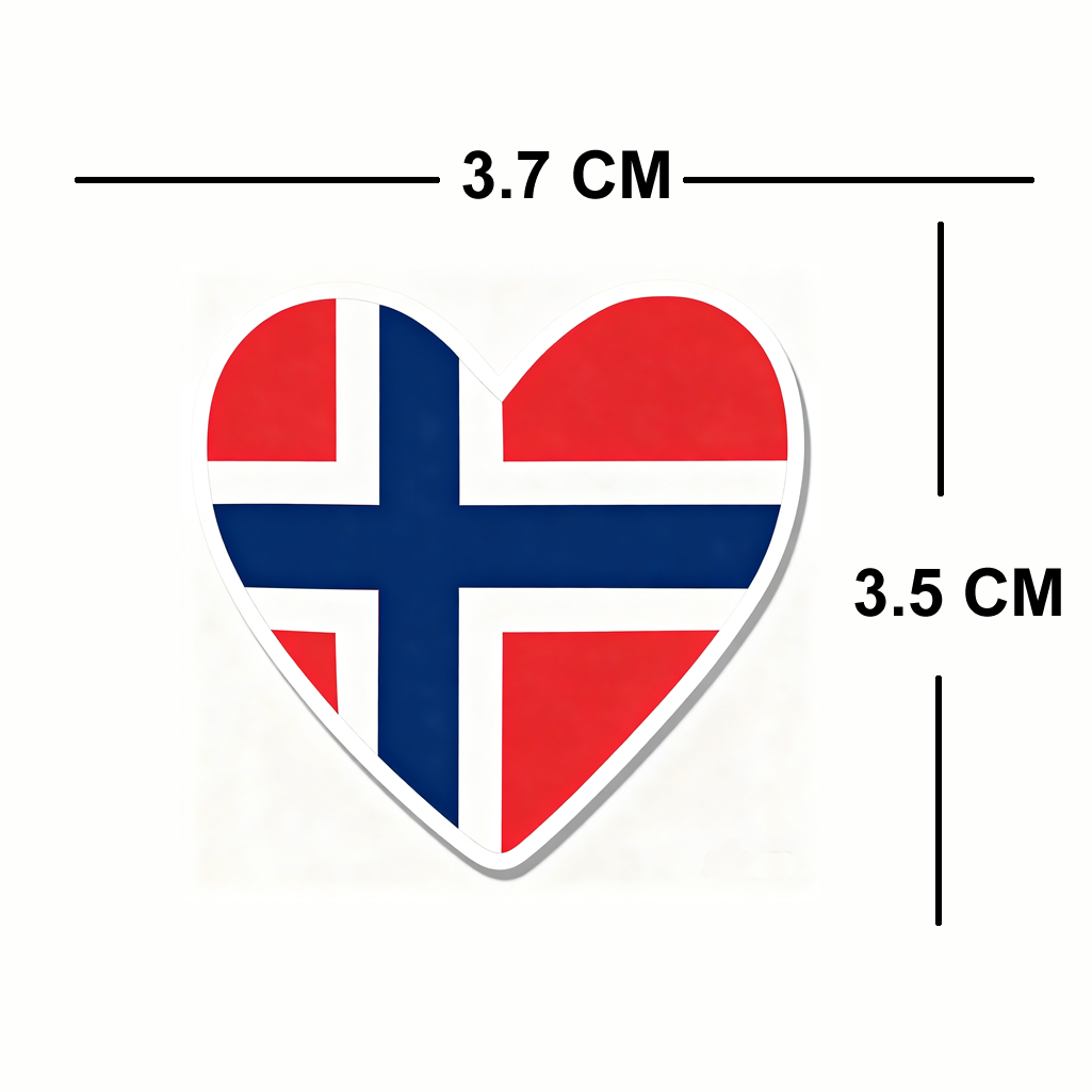 4 PACK Norway Flag heart waterproof Matte vinyl sticker paper Norwegian team