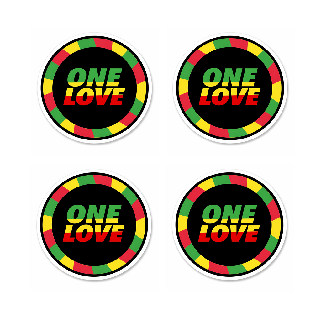 4 PACK One Love waterproof Matte vinyl sticker Jamaica Rasta Flag