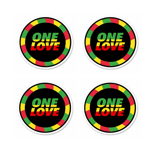 4 PACK One Love waterproof Matte vinyl sticker Jamaica Rasta Flag