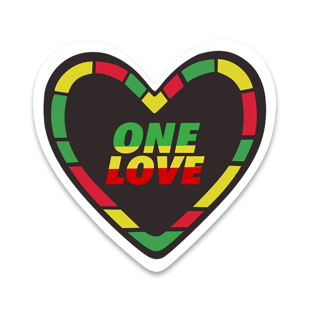 4 PACK One Love heart waterproof Matte vinyl sticker paper Rasta flag Jamaica