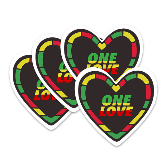 4 PACK One Love heart waterproof Matte vinyl sticker paper Rasta flag Jamaica