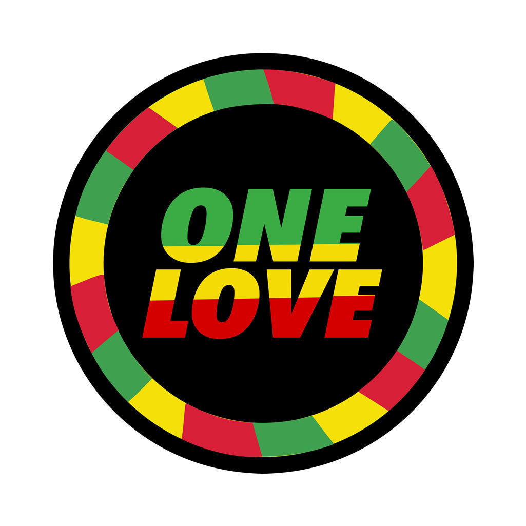 One Love Iron on Transfer for fabric Rasta flag colours Jamaica peace