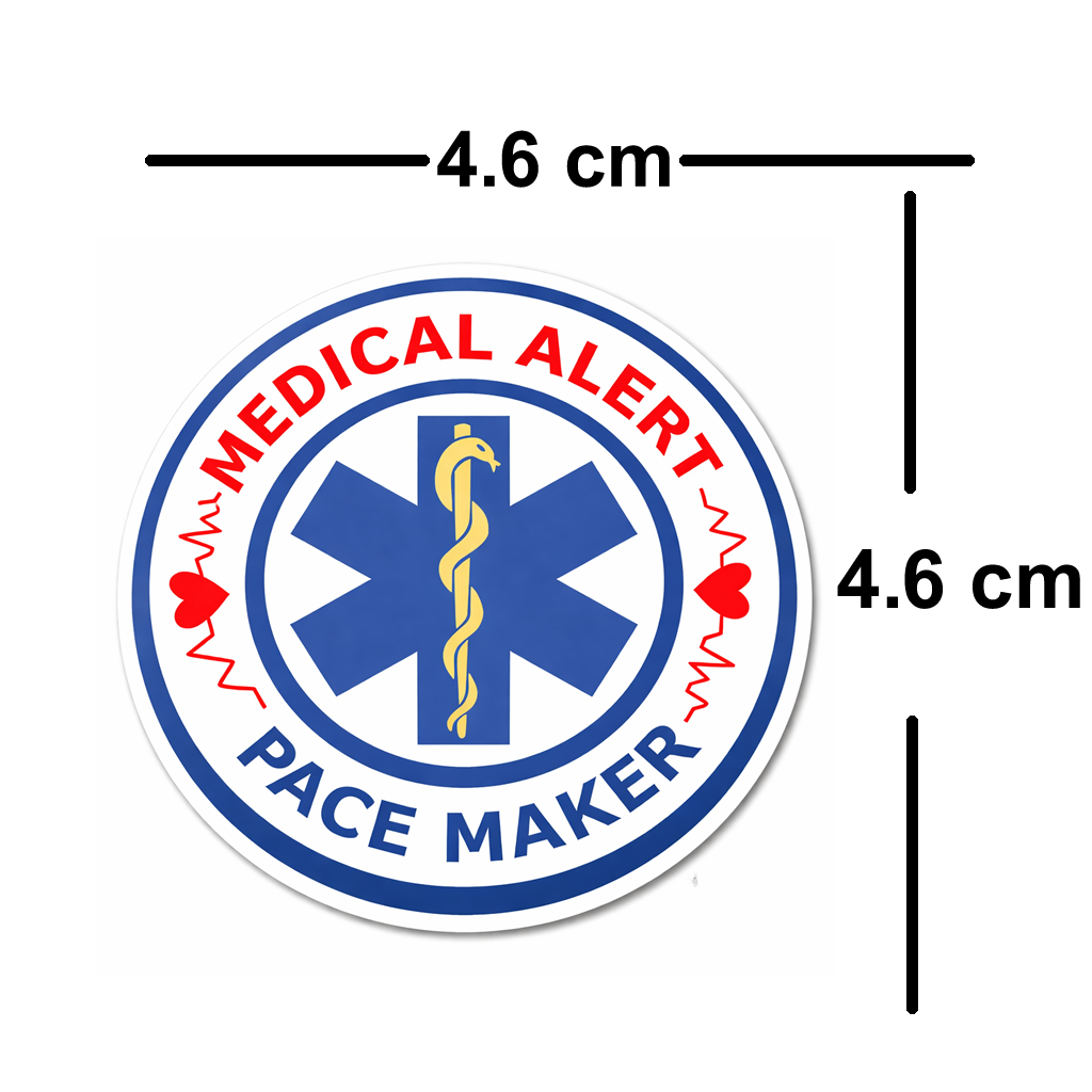 4 PACK Medical alert Pace Maker waterproof Matte vinyl sticker heart patient