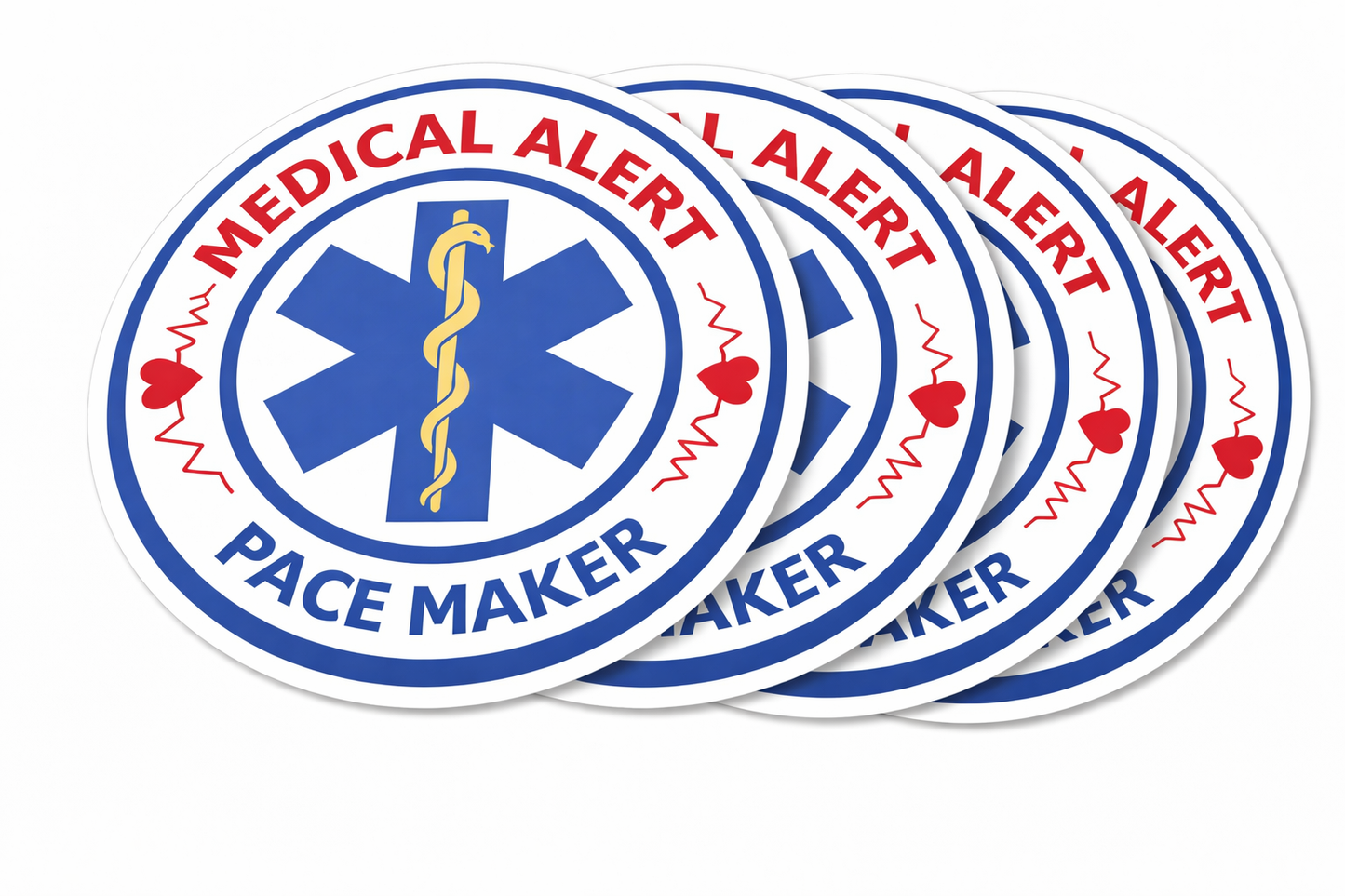 4 PACK Medical alert Pace Maker waterproof Matte vinyl sticker heart patient