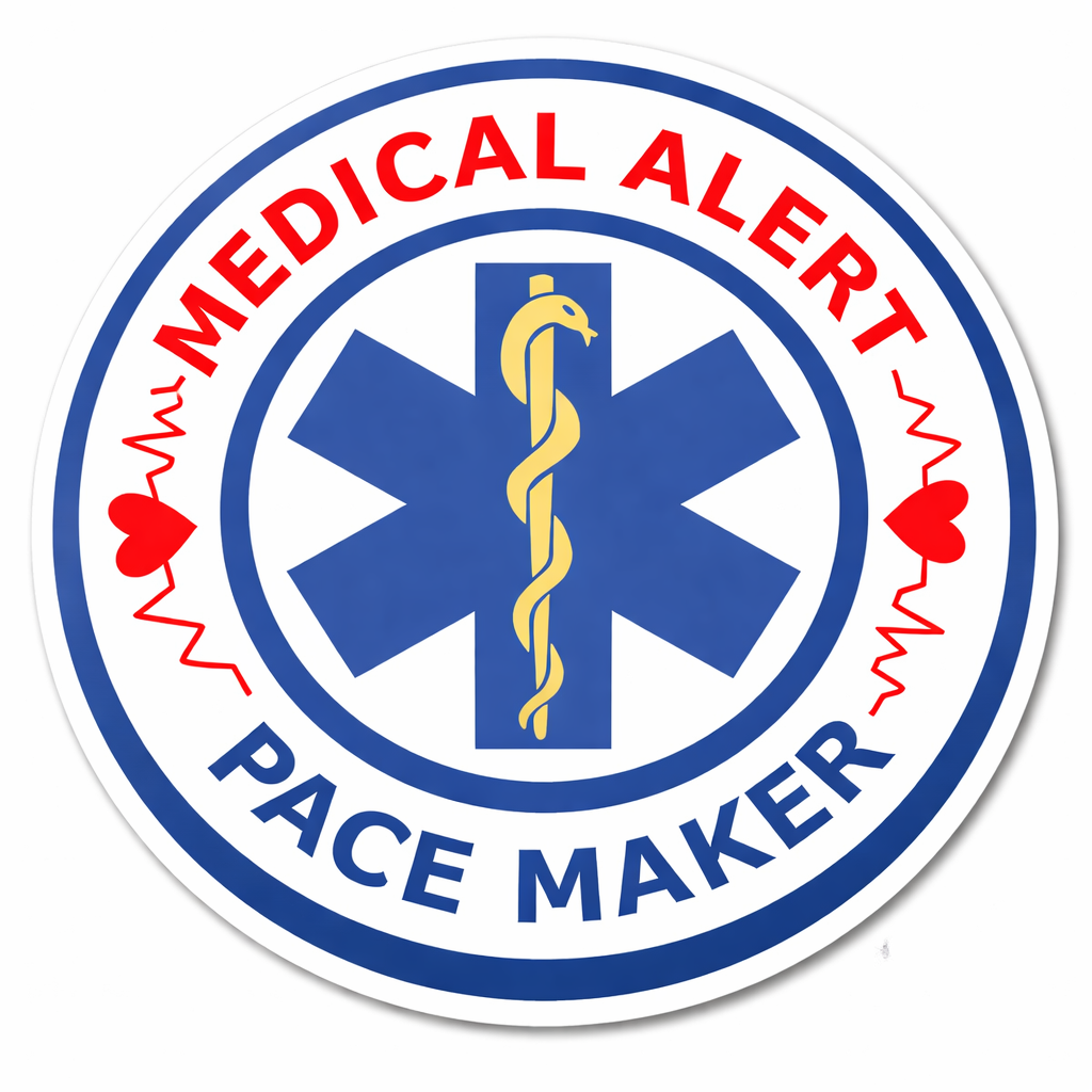 4 PACK Medical alert Pace Maker waterproof Matte vinyl sticker heart patient