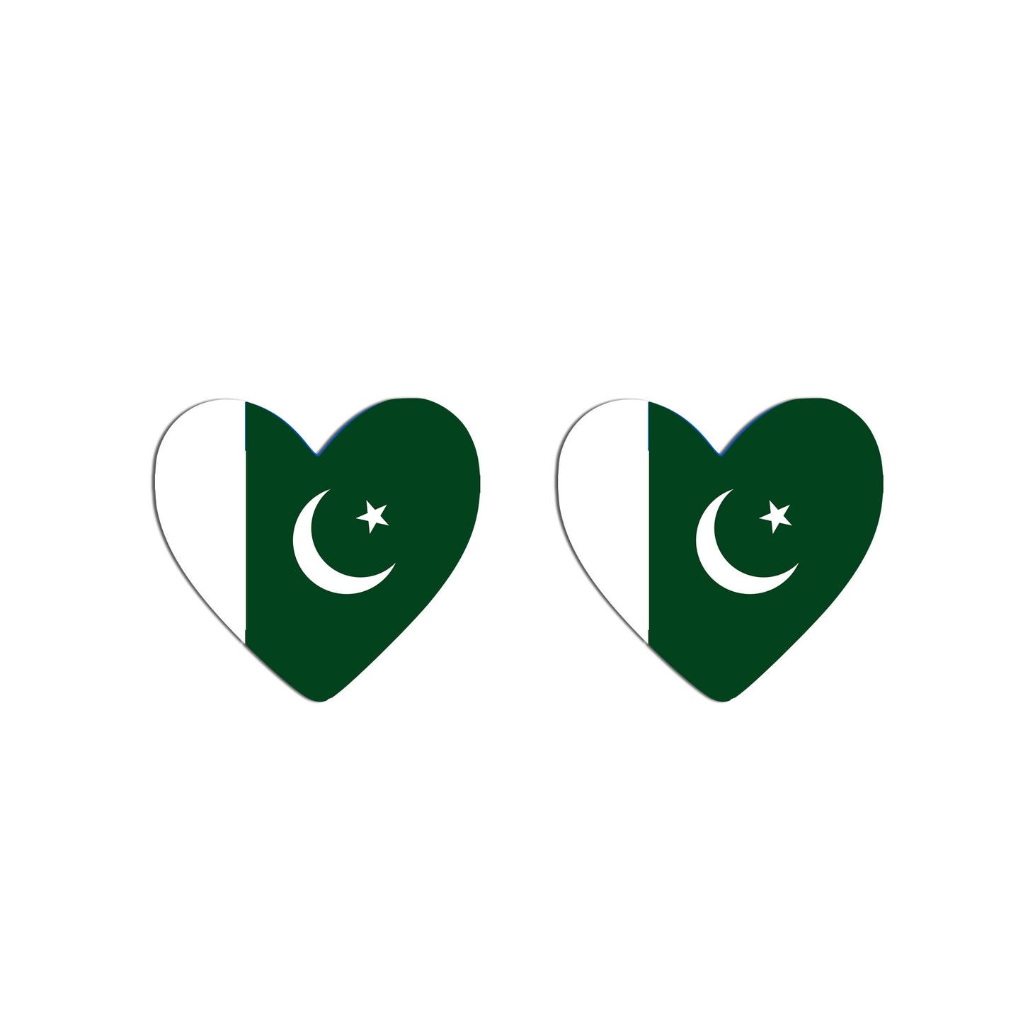 2 × Pakistan Flag Heart Temporary Tattoos – Pakistani Team Support Face Body art
