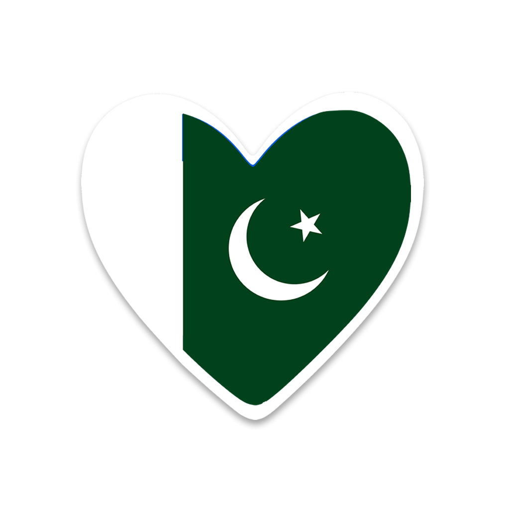 4 PACK Pakistan Flag heart waterproof Matte vinyl sticker paper Pakistani team