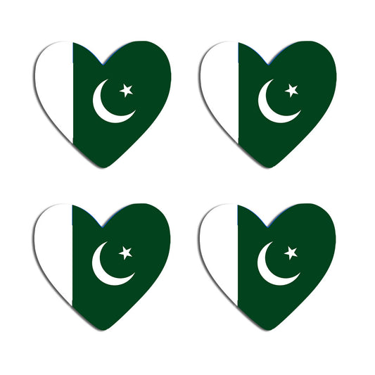 4 X PAKISTAN flag Heart Iron on transfer