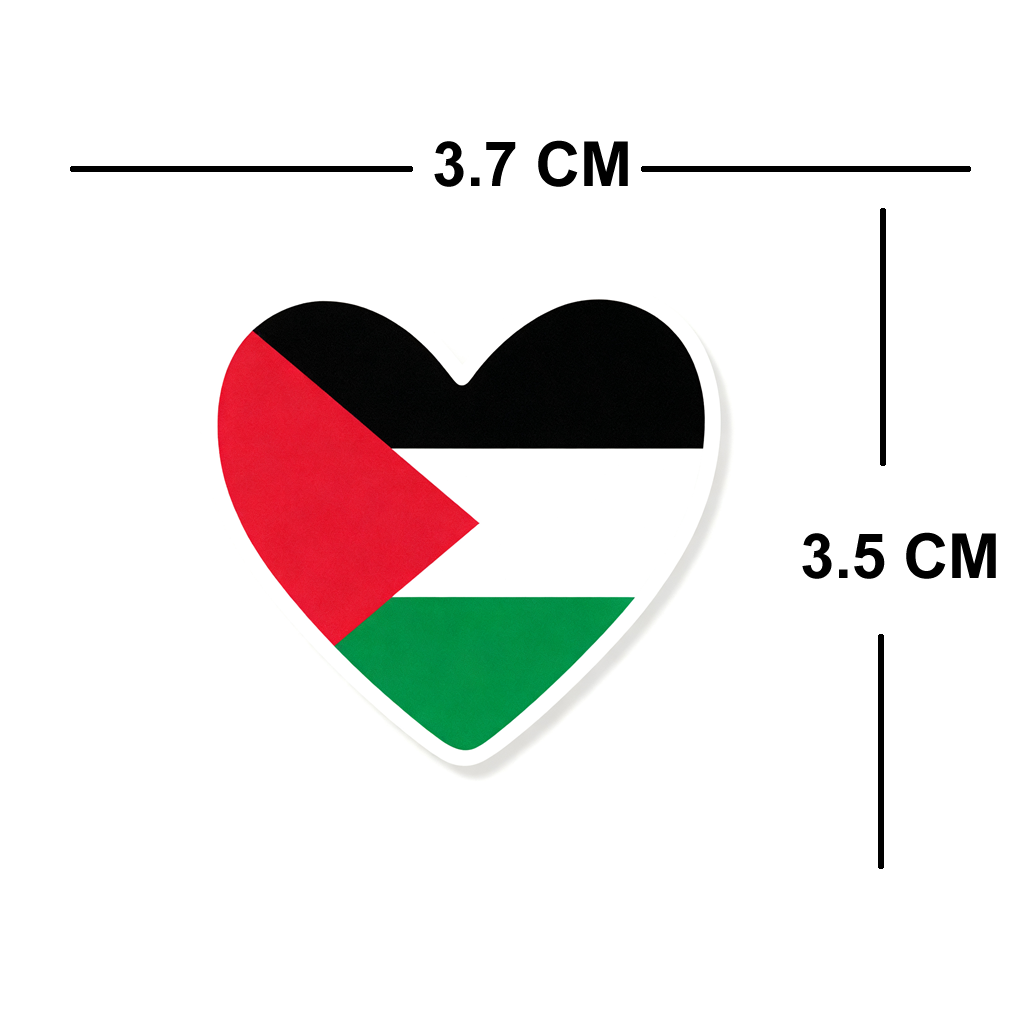 4 PACK Palestine Flag heart waterproof Matte vinyl sticker paper Palestinian