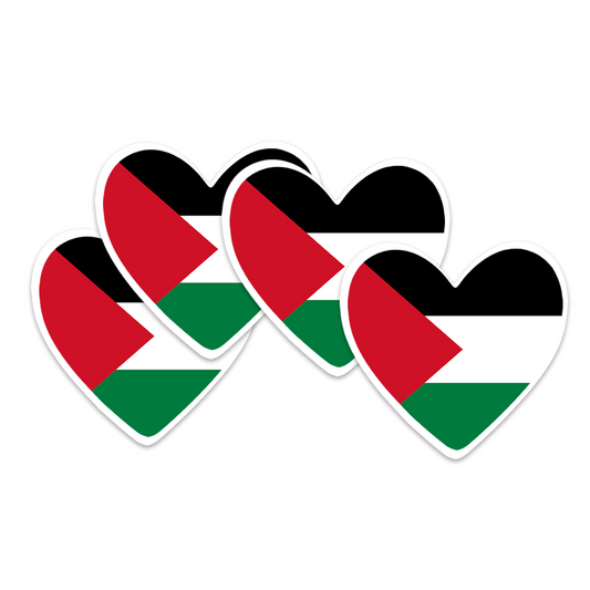 4 PACK Palestine Flag heart waterproof Matte vinyl sticker paper Palestinian