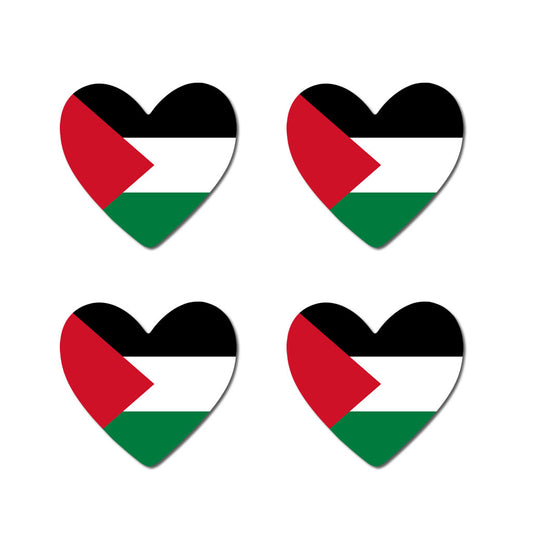 Set of 4 x Palestine Flag Heart  Iron on Transfer for fabric Free Palestine