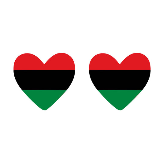 Pan African Flag Heart Temporary Tattoos – 2 Pack, non toxic, Africa Body Art