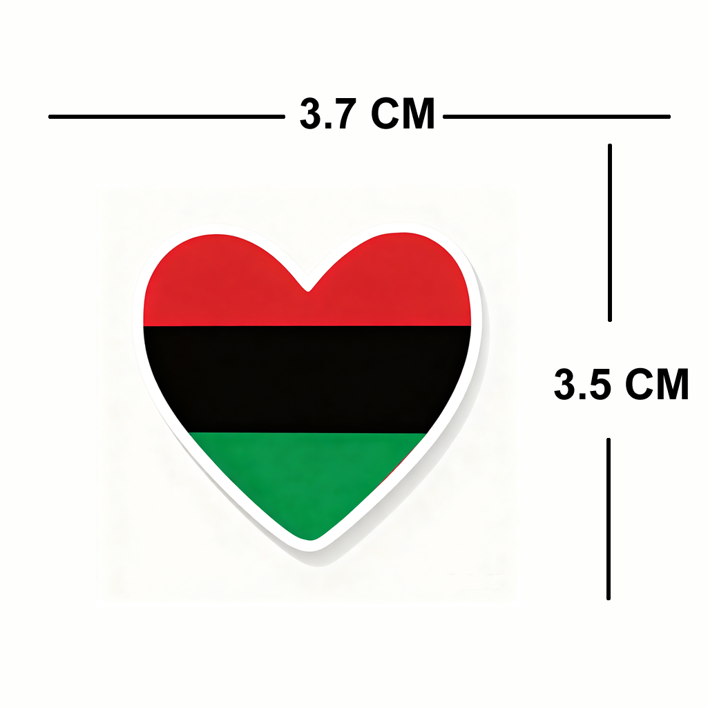 4 PACK Pan Africa Flag heart waterproof Matte vinyl sticker paper Pan African
