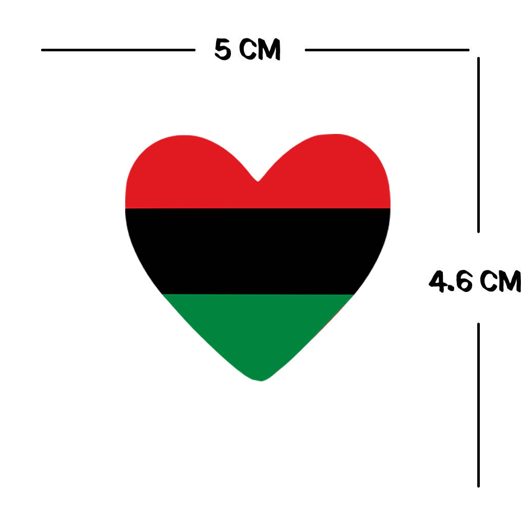 Pan African Flag Heart Temporary Tattoos – 2 Pack, non toxic, Africa Body Art