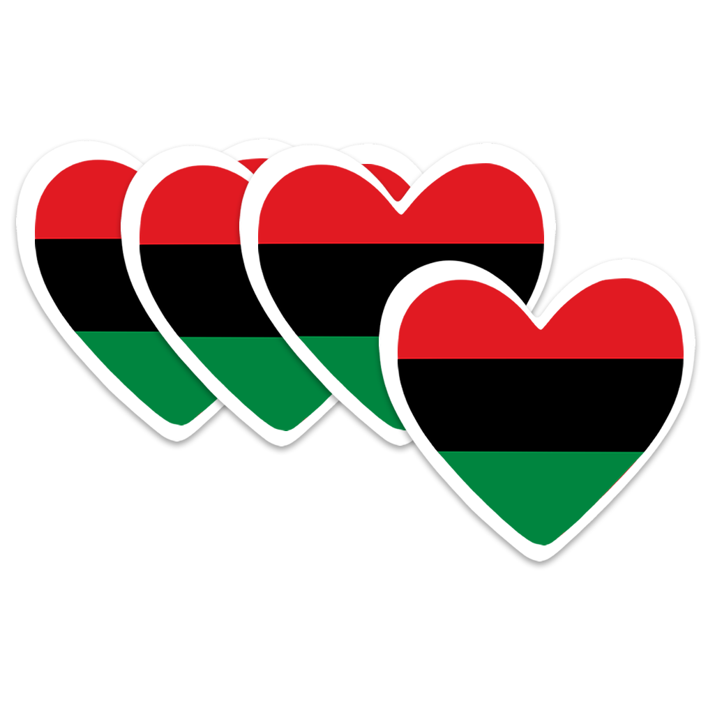 4 PACK Pan Africa Flag heart waterproof Matte vinyl sticker paper Pan African