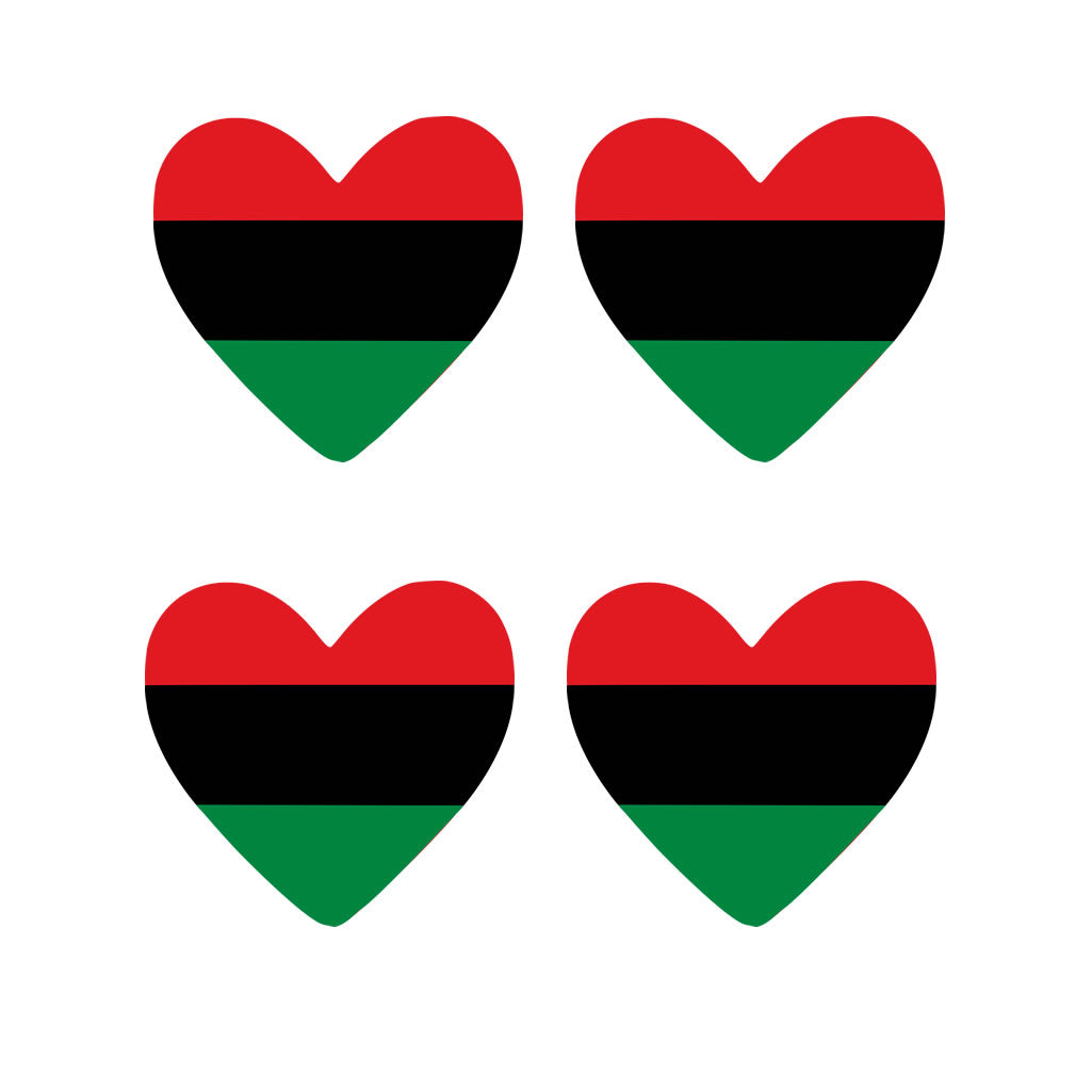 4 X PAN AFRICAN flag Heart Iron on transfer