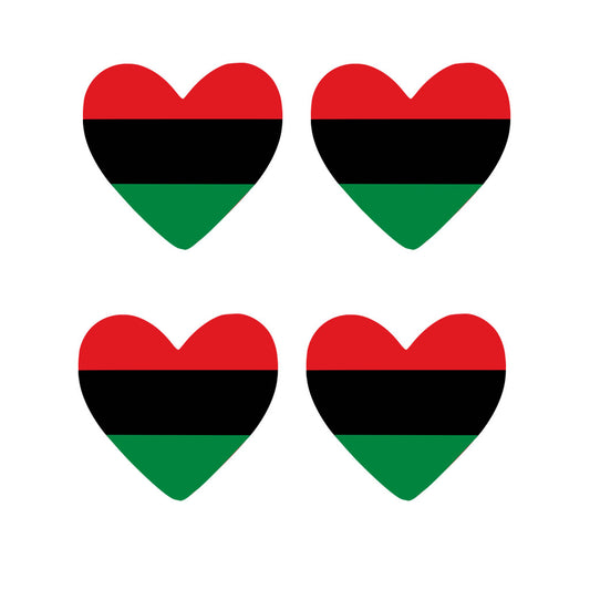4 X PAN AFRICAN flag Heart Iron on transfer
