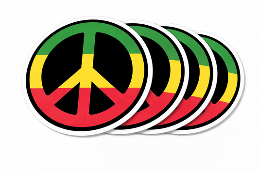 4 PACK Peace Sign waterproof Matte vinyl sticker Jamaica Rasta Flag