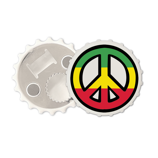 Peace Magnetic bottle cap opener fridge magnet rasta flag one love